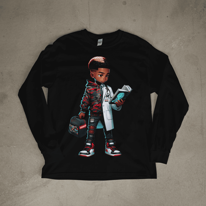 CUSTOM BLACK KIDS' T-SHIRT LONG SLEEVE | DESIGN YOUR OWN YOUTH SHIRTS