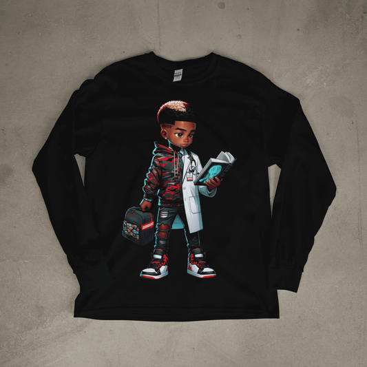 CUSTOM BLACK KIDS' T-SHIRT LONG SLEEVE | DESIGN YOUR OWN YOUTH SHIRTS